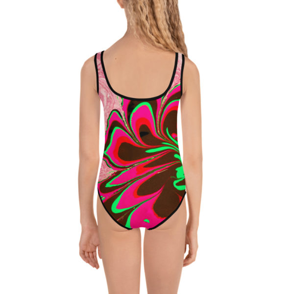 Azure Floret Pink All-Over Print Kids Swimsuit - Image 2