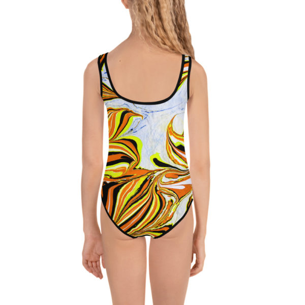 Blossoming Magma Yellow  All-Over Print Kids Swimsuit - Image 2