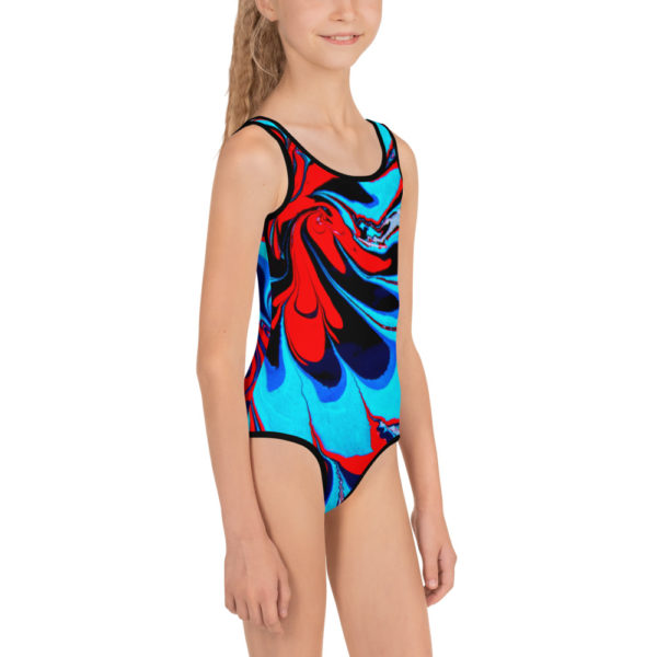 Azure Floret  All-Over Print Kids Swimsuit - Image 4