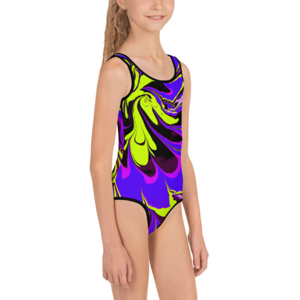 Azure Floret Purple All-Over Print Kids Swimsuit - Image 4