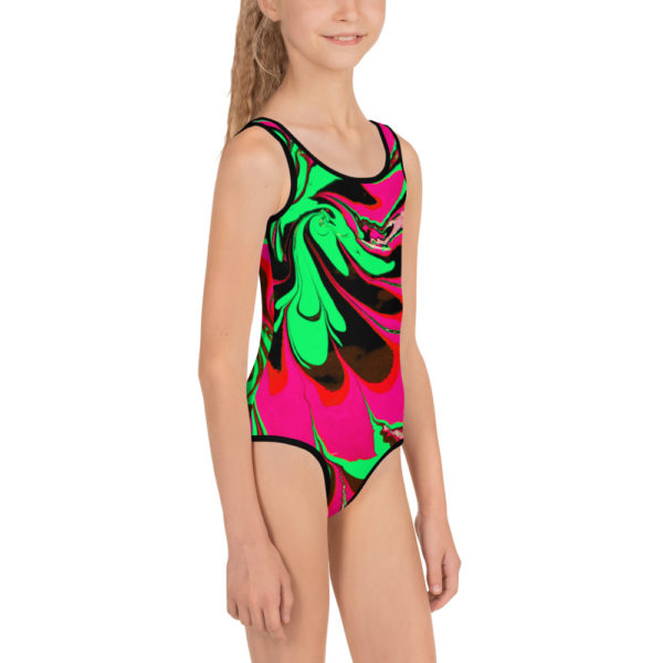 Azure Floret Pink All-Over Print Kids Swimsuit - Image 4