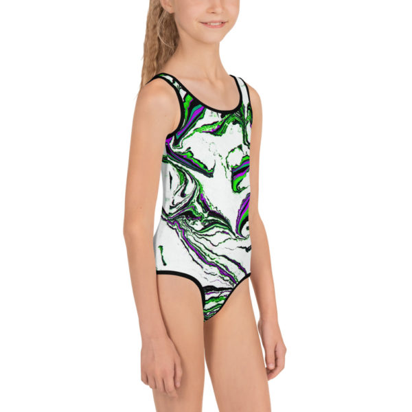 Artic Flora Purple All-Over Print Kids Swimsuit - Image 4