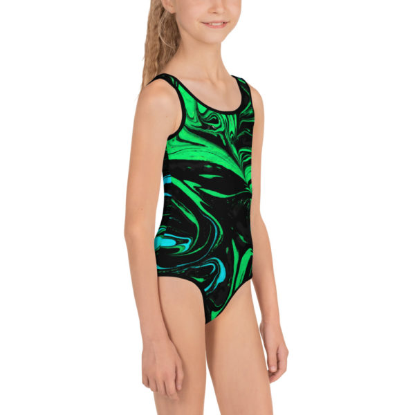 Molten Pyroclasm Green  All-Over Print Kids Swimsuit - Image 4