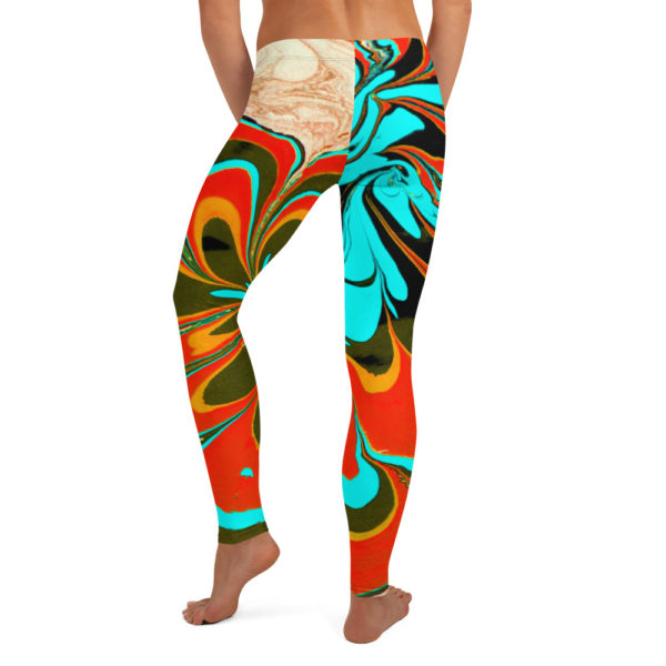 Azure Floret Orange Leggings - Image 2