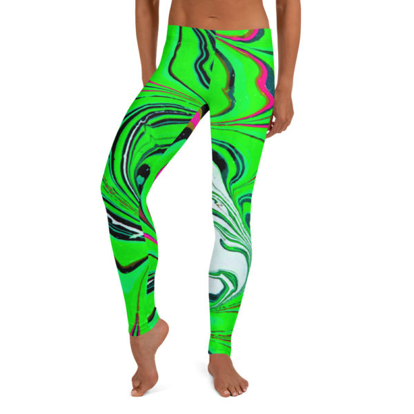 Cerulean Starburst Neon Green Leggings