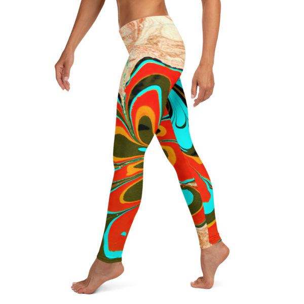 Azure Floret Orange Leggings - Image 3