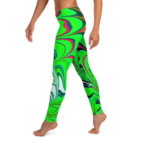 Cerulean Starburst Neon Green Leggings - Image 3