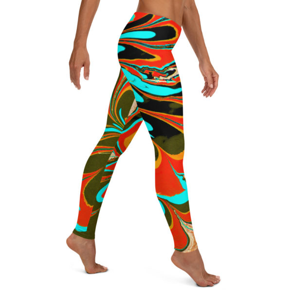 Azure Floret Orange Leggings - Image 4