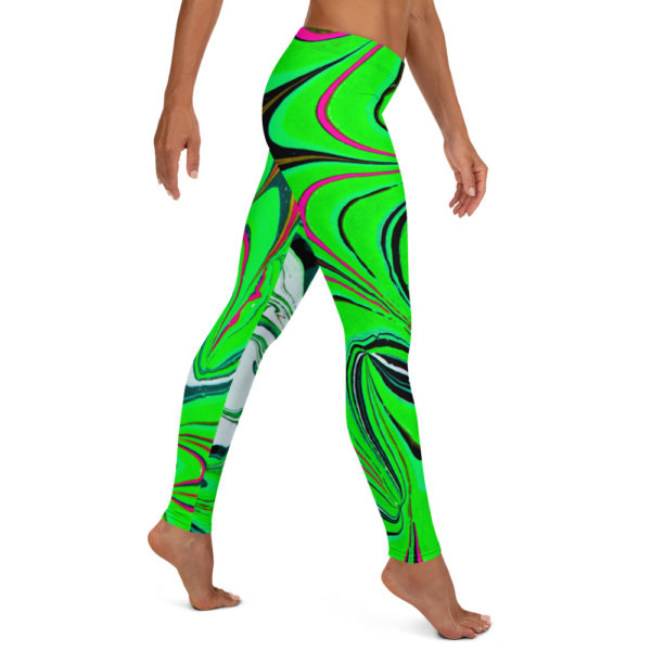 Cerulean Starburst Neon Green Leggings - Image 4