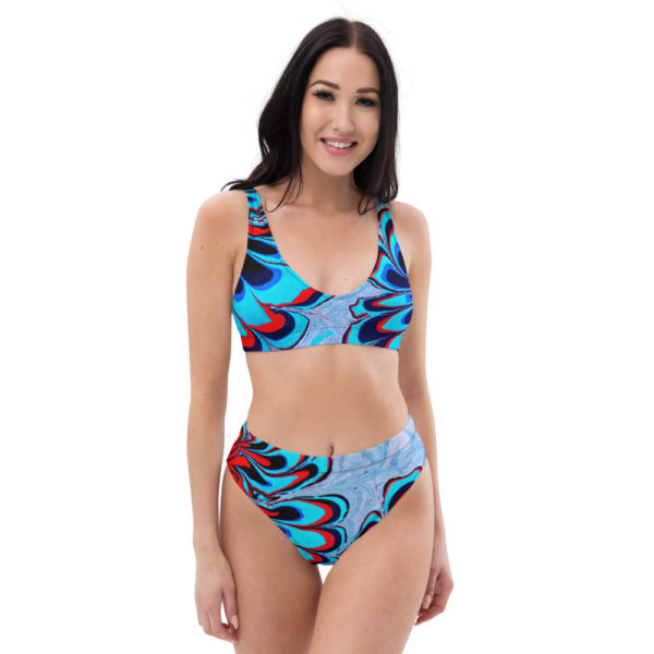 Azure-Floret Recycled high-waisted bikini