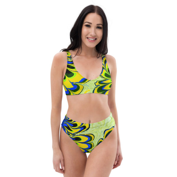 Azure Floret Yellow Recycled high-waisted bikini