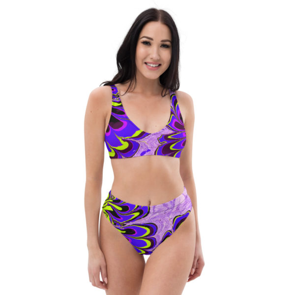 Azure Floret Purple Recycled high-waisted bikini