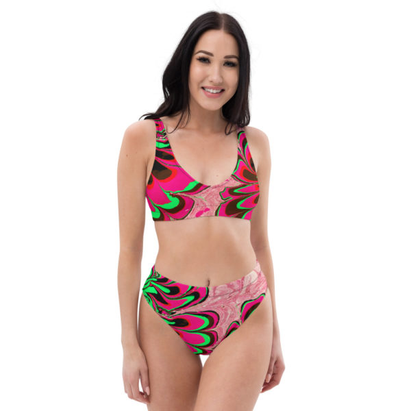 Azure Floret Pink  Recycled high-waisted bikini