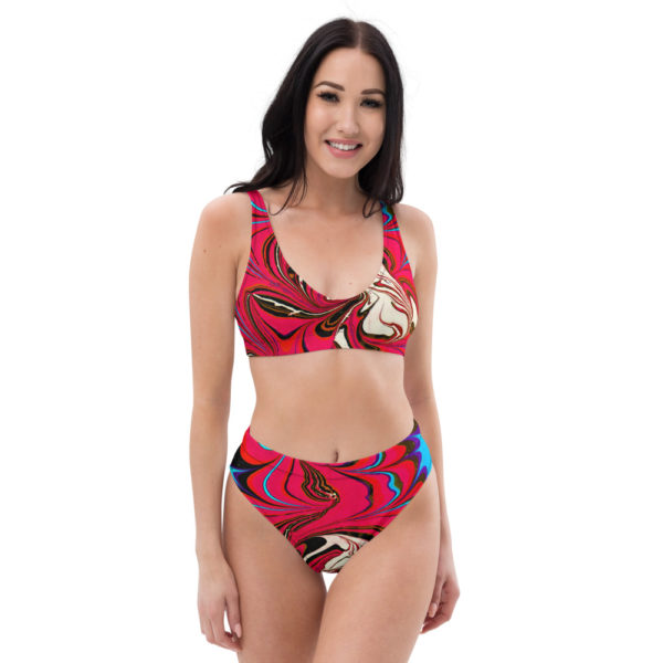 Cerulean Starburst Pink Recycled high-waisted bikini