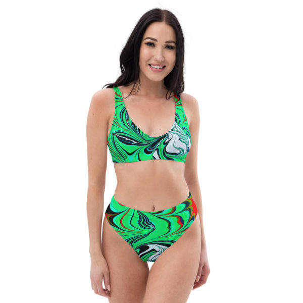 Cerulean Starburst Green Recycled high-waisted bikini