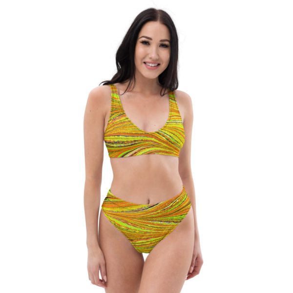 Raging Plumage Yellow  Recycled high-waisted bikini