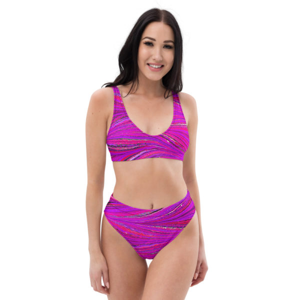 Raging Plumage Pink Recycled high-waisted bikini