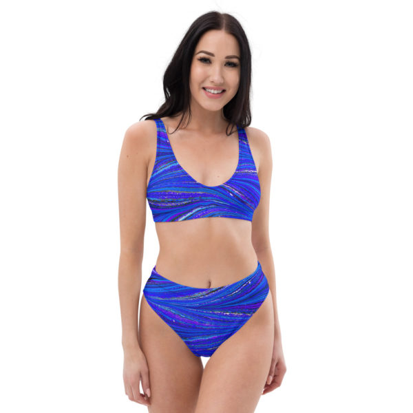 Raging Plumage Blue Recycled high-waisted bikini