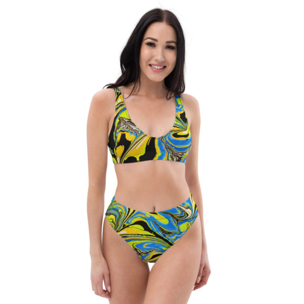 Corrupted Perennial Yellow Recycled high-waisted bikini