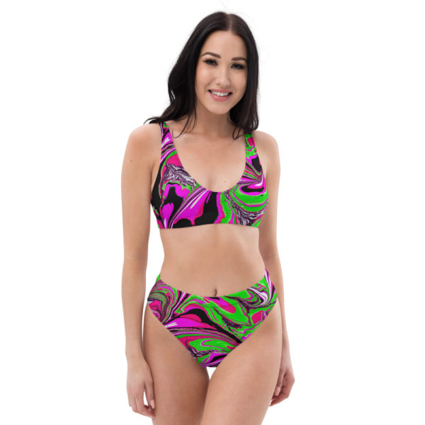 Corrupted Perennial Pink  Recycled high-waisted bikini